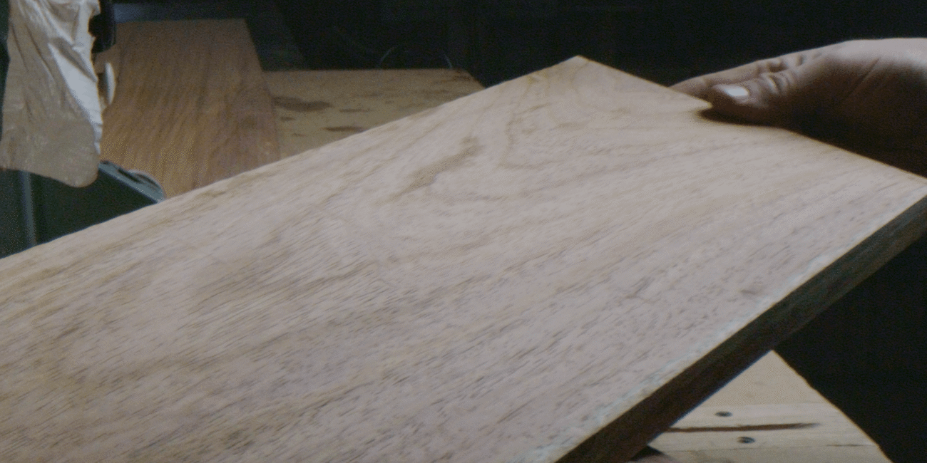 Natural wood grain selected for a handcrafted percussion instrument